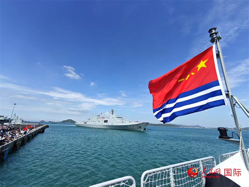 在泰国的华侨华人、中资机构代表欢迎中国海军编队。人民网记者 孙广勇摄